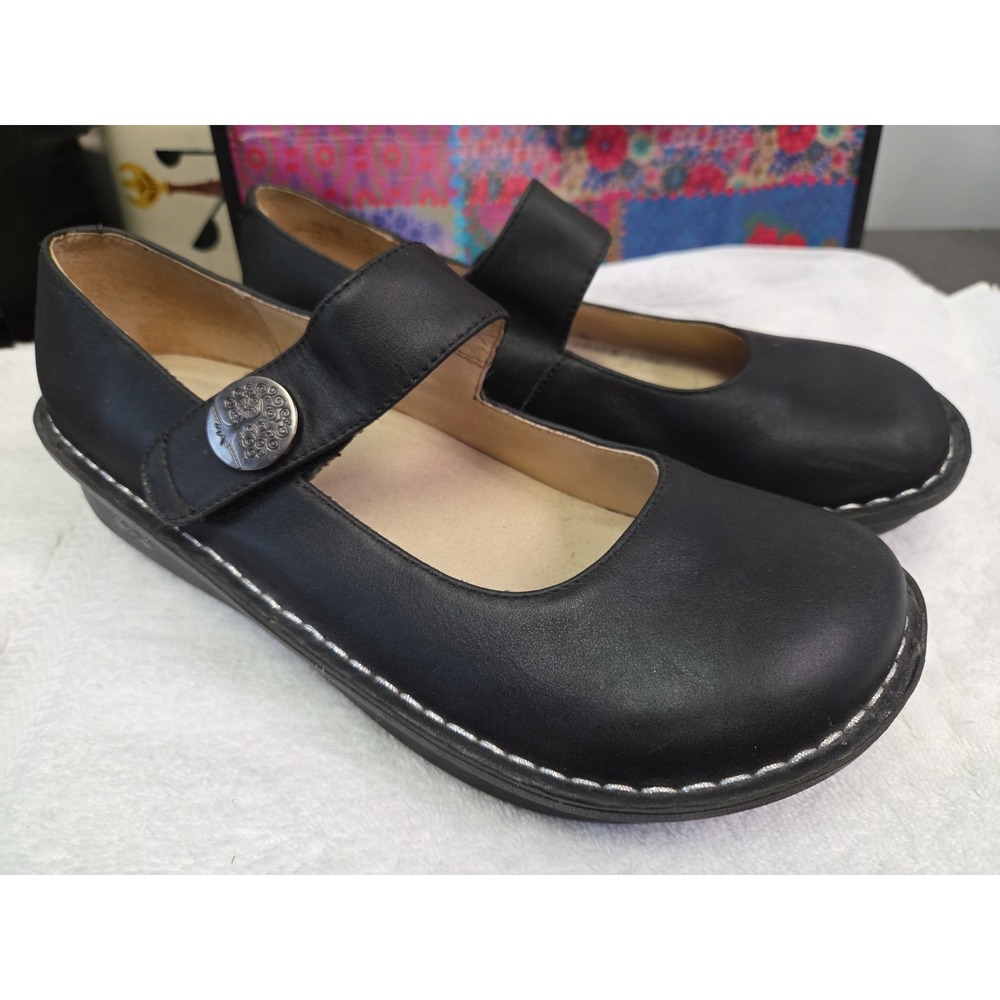 Women's Alegria Paloma Black Leather Mary Jane Comfort Shoes Flat Sz 9.5/10 (40)